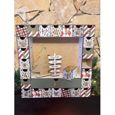 Calendário de Adventos em Madeira MDF personsonalizado