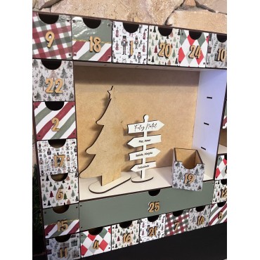 Calendário de Adventos em Madeira MDF personsonalizado