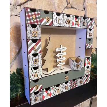 Calendário de Adventos em Madeira MDF personsonalizado