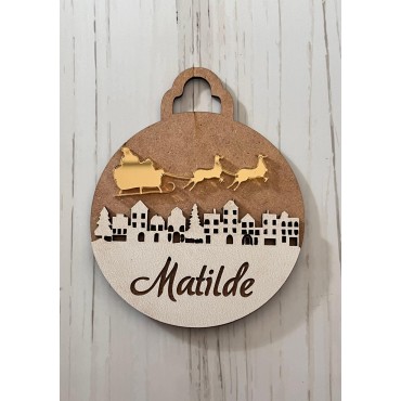 Bola de Natal em Mdf e Acrilico Personalizada