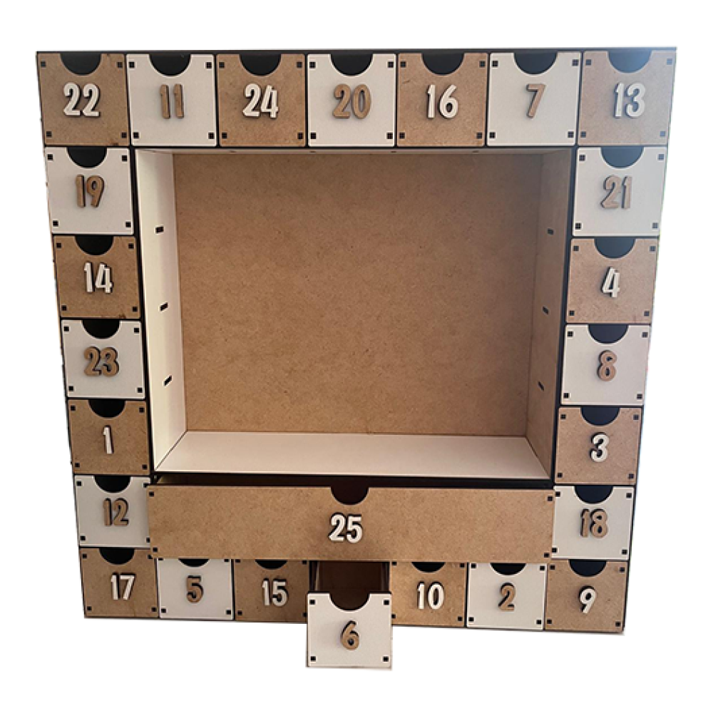 Calendário de Adventos em Madeira MDF