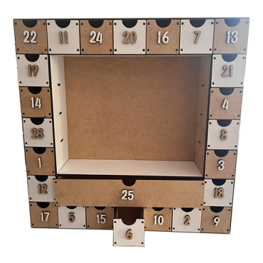 Calendário de Adventos em Madeira MDF